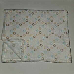 Cream Fleece Baby Blanket Brown Blue Tan Circles Dot 30" x 35" Sunrise RN 130369